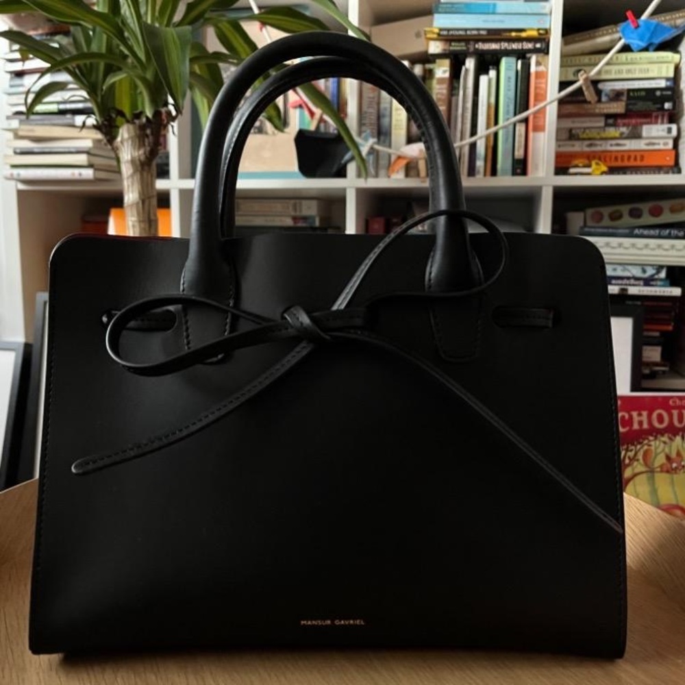 Mansur Gavriel Mini Mini Sunbag - Black/Flamma - Picture 2 of 7